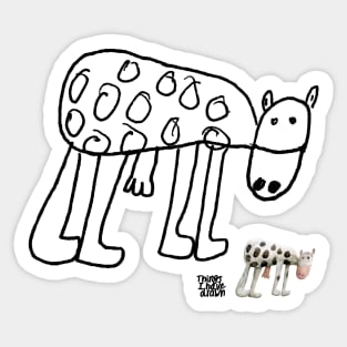 Kid-Drawn Cow / Black Outline Sticker